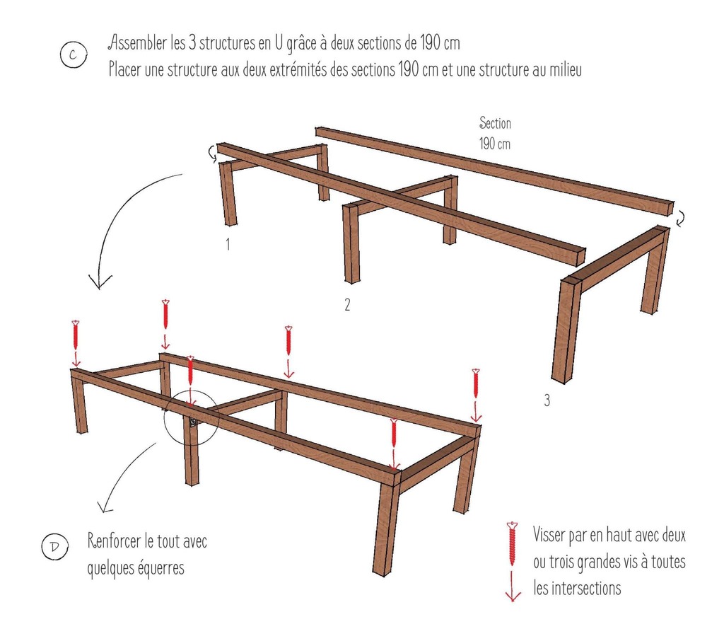 Lit peigne droit plan